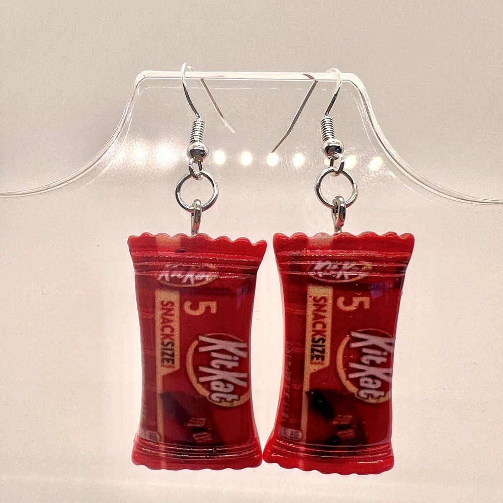 Kit Kat Bar Earrings - Chocolate Earrings - Candy Earrings - Food Earrings